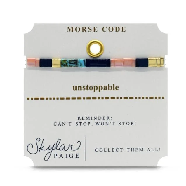 Unique Link Bracelets for Women-Unstoppable - Morse Code Tila Beaded Bracelet