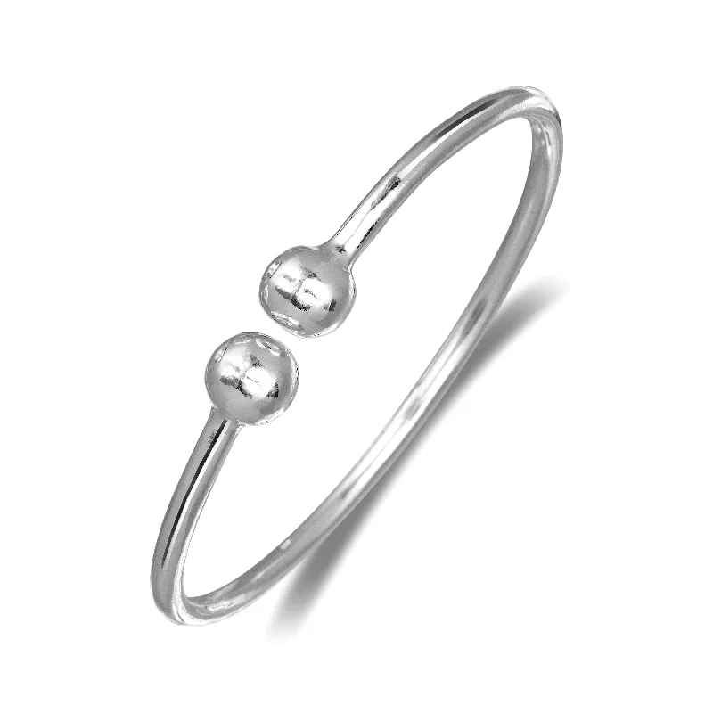 Stunning Wedding Bangle Bracelets Sets-Ball .925 Sterling Silver Plain West Indian Bangle, 1 piece