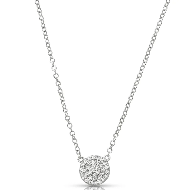 Luxury Wedding Necklaces-0.10 ctw Diamond Pave Cluster Necklace Pendant