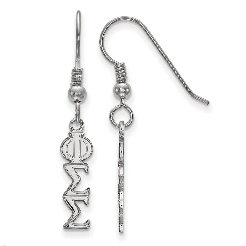 Wedding Drop Earrings-Sterling Silver Small Phi Sigma Sigma Dangle Earrings