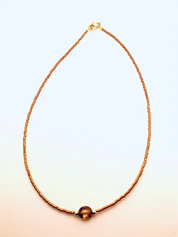 Round Gemstone Necklaces-Miyuki Beads Necklace