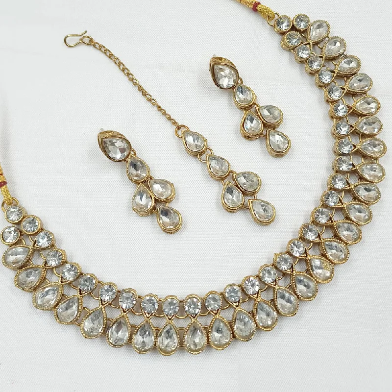 Unique Choker Necklaces-Padmawati Bangles Gold Plated Crystal Stone Necklace Set