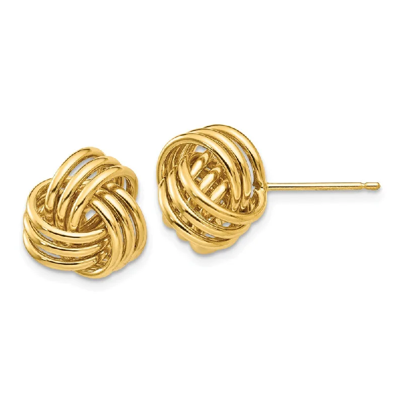 Elegant Stud Earrings-12mm Polished 3D Love Knot Earrings in 14k Yellow Gold