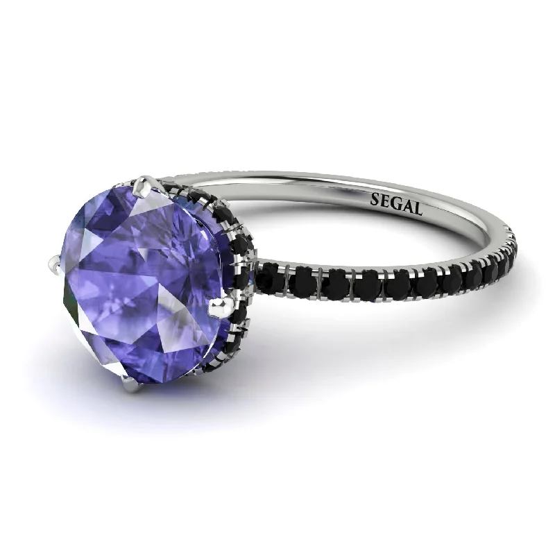 Statement Gemstone Rings-Double Hidden Halo Tanzanite Engagement Ring - Angelina No. 209