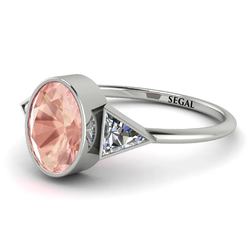 Luxury Wedding Ring Sets-Geometrical Bezel Morganite Ring - Trinity No. 903