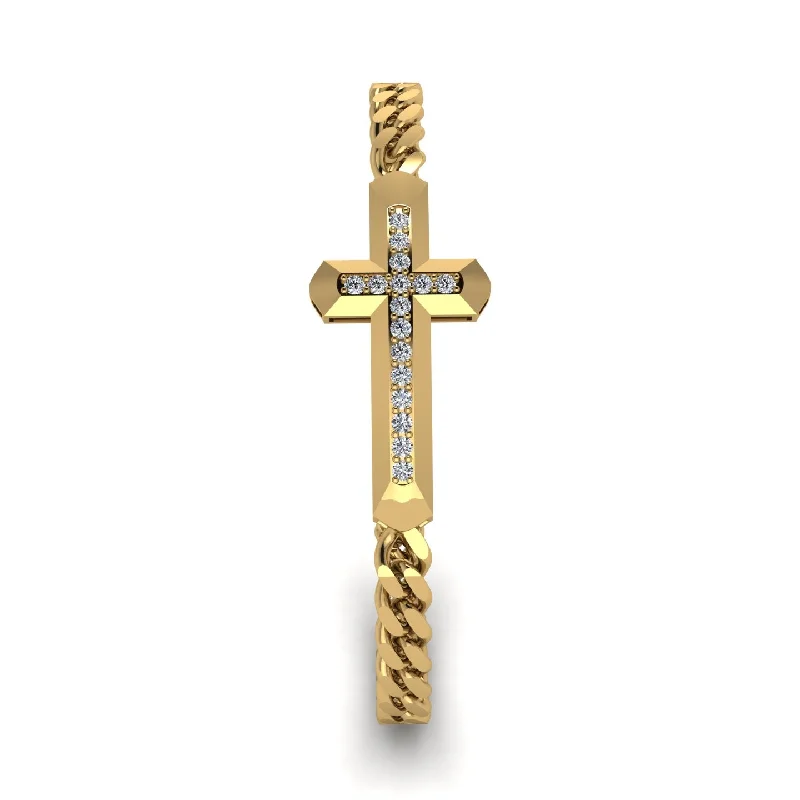 High-End Gemstone Bracelets-Diamond Cross Men Chain Bracelet - Nicholas No. 1