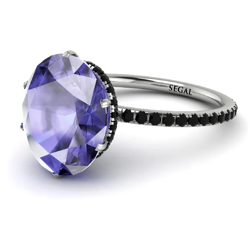 Customizable Engagement Bands-Hidden Halo Oval Tanzanite Engagement Ring - Gemma No. 209