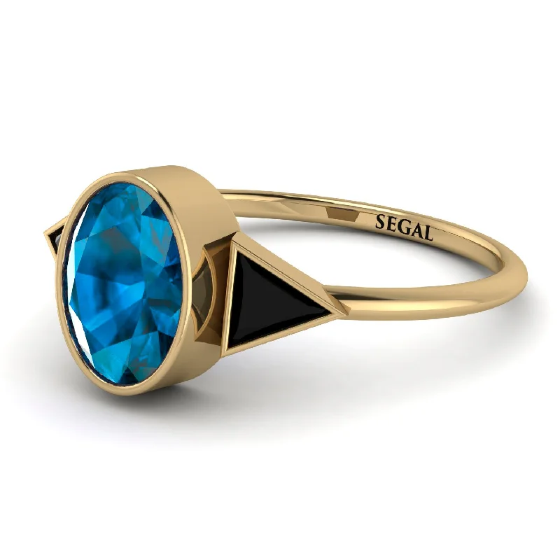 Sparkling Diamond Rings-Geometrical Bezel Blue Topaz Ring - Trinity No. 507