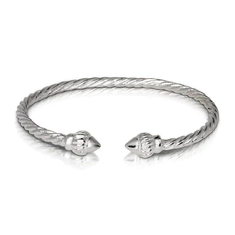 Gemstone Bangles-Better Jewelry RIDGED ARROW TAJ MAHAL COILED ROPE WEST INDIAN BANGLE .925 STERLING SILVER (MADE IN USA), 1 piece