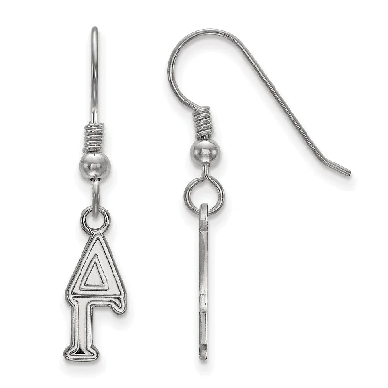 Ethnic Style Earrings-Sterling Silver Delta Gamma XS Dangle Earrings