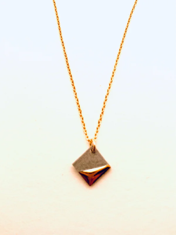 Antique Style Necklaces-Gold Striped Square Necklace, Grey