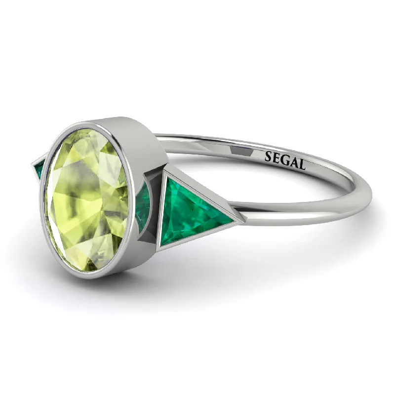 Men’s Wedding Rings-Geometrical Bezel Peridot Ring - Trinity No. 706