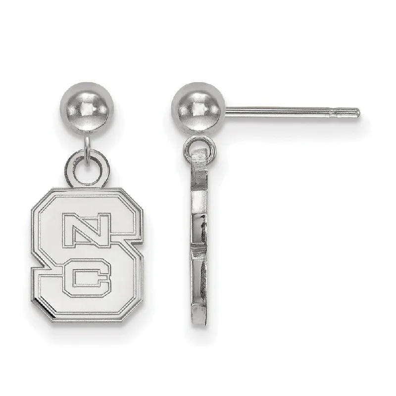 Gemstone Stud Earrings-14k White Gold North Carolina State Univ Ball Dangle Earrings