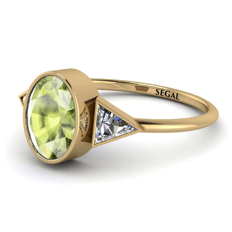 Simple Engagement Rings-Geometrical Bezel Peridot Ring - Trinity No. 701