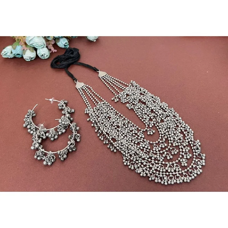 Custom Silver Necklaces-Akruti Collection Silver Plated Necklace Set