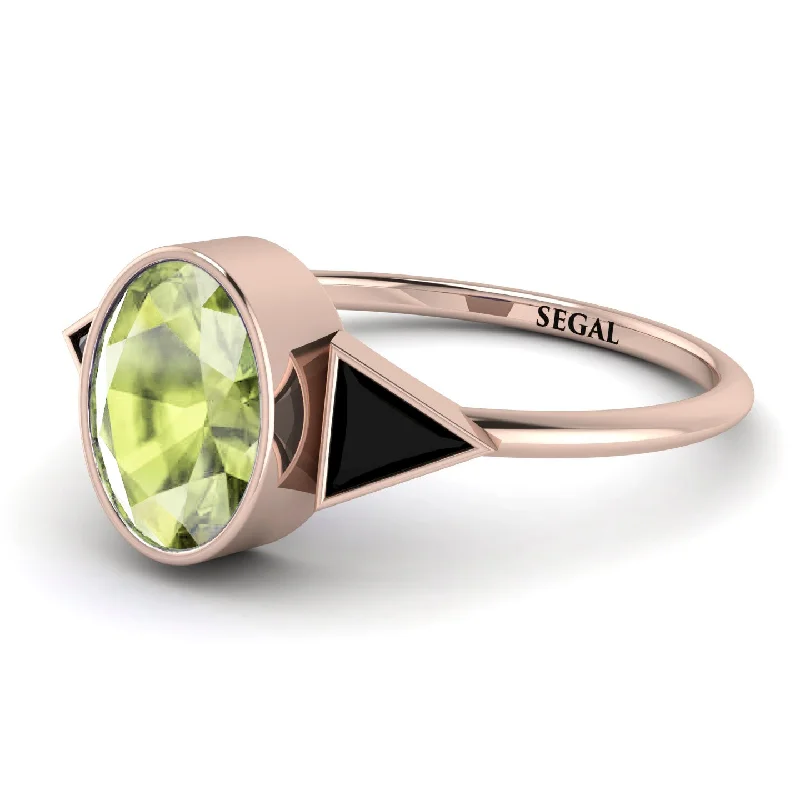 Beautiful Diamond Rings-Geometrical Bezel Peridot Ring - Trinity No. 708