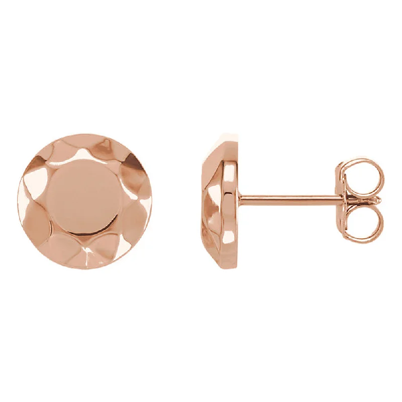 Wedding Jewelry Earrings-9mm (3/8 Inch) 14k Rose Gold Faceted Circle Stud Earrings