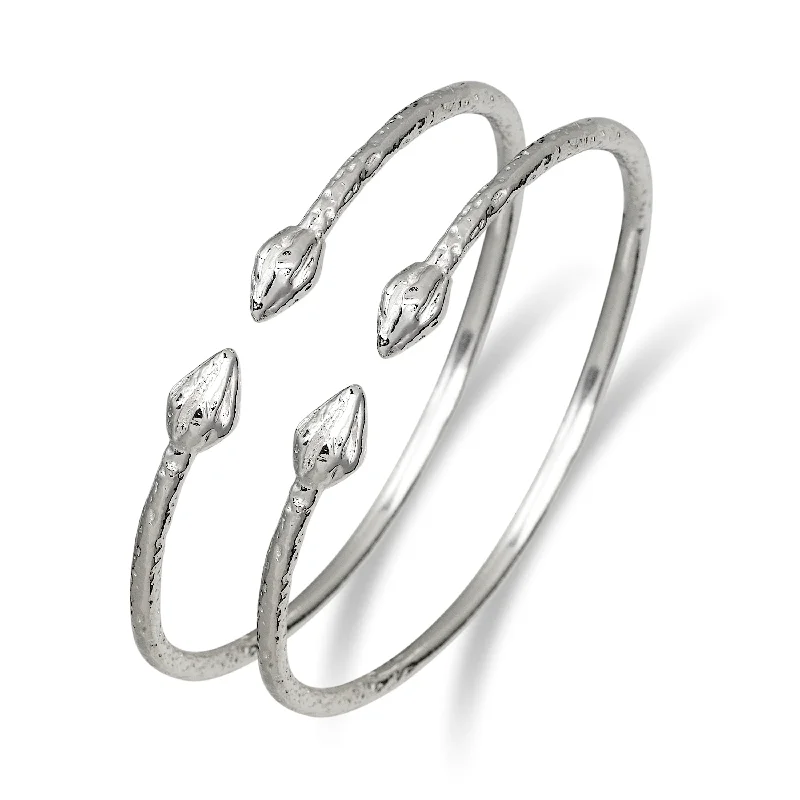 Stunning Diamond Bangles-Better Jewelry Cocoa Pods .925 Sterling Silver West Indian Baby Bangles, 1 pair