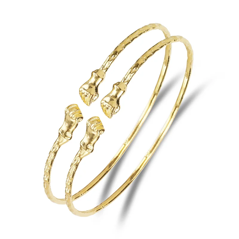 Gold Bangle Bracelets-Better Jewelry Solid .925 Sterling Silver Small Fist Bangles; 15 grams (Made in USA), 1 pair