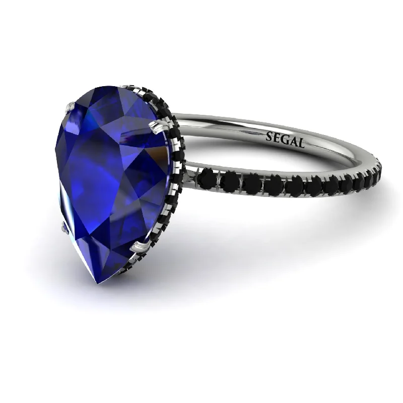 Women’s Statement Rings-Hidden Halo Elegant Pear Sapphire Engagement Ring - Ariel No. 45