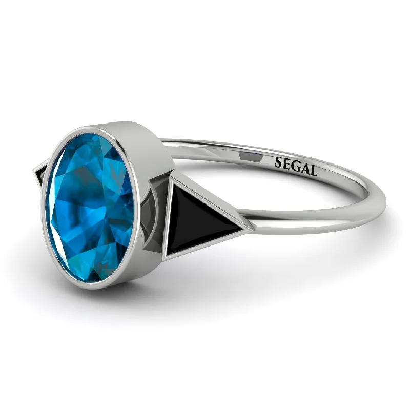 Designer Engagement Rings-Geometrical Bezel Blue Topaz Ring - Trinity No. 509