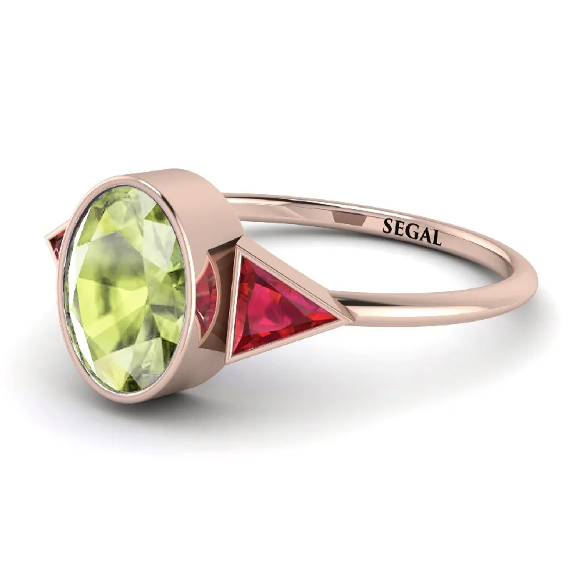 Handcrafted Gold Rings-Geometrical Bezel Peridot Ring - Trinity No. 711