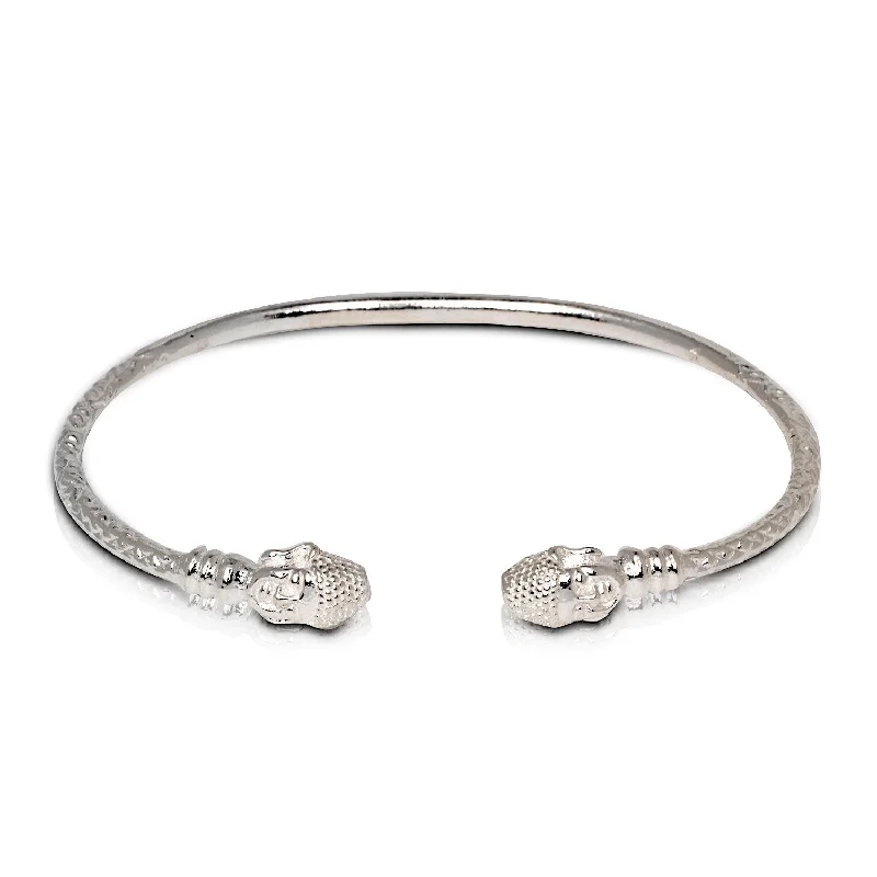 Wedding Bangle Bracelets for Brides-Better Jewelry, Solid .925 Sterling Silver Gautama Buddha Bangle, 1 piece