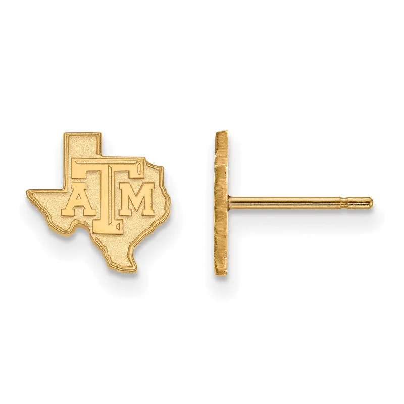 Classic Gold Earrings-14k Gold Plated Silver Texas A&M Univ. XS (Tiny) Post Earrings