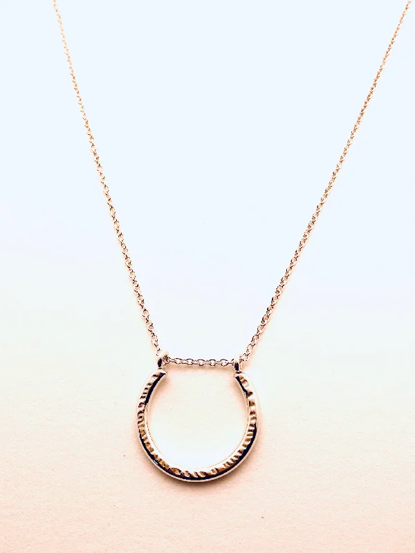 Fashionable Necklaces for Women-Sterling Silver Hammered Horseshoe Necklace