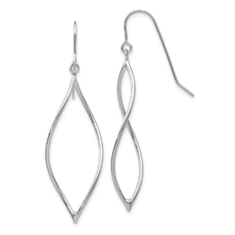 Large Dangle Earrings-14k White Gold Twisted Oblong Dangle Earrings