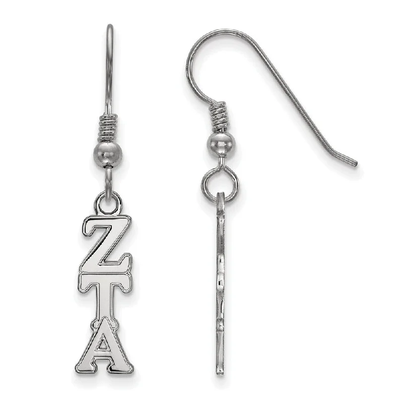 Luxury Drop Earrings-Sterling Silver Small Zeta Tau Alpha Dangle Earrings