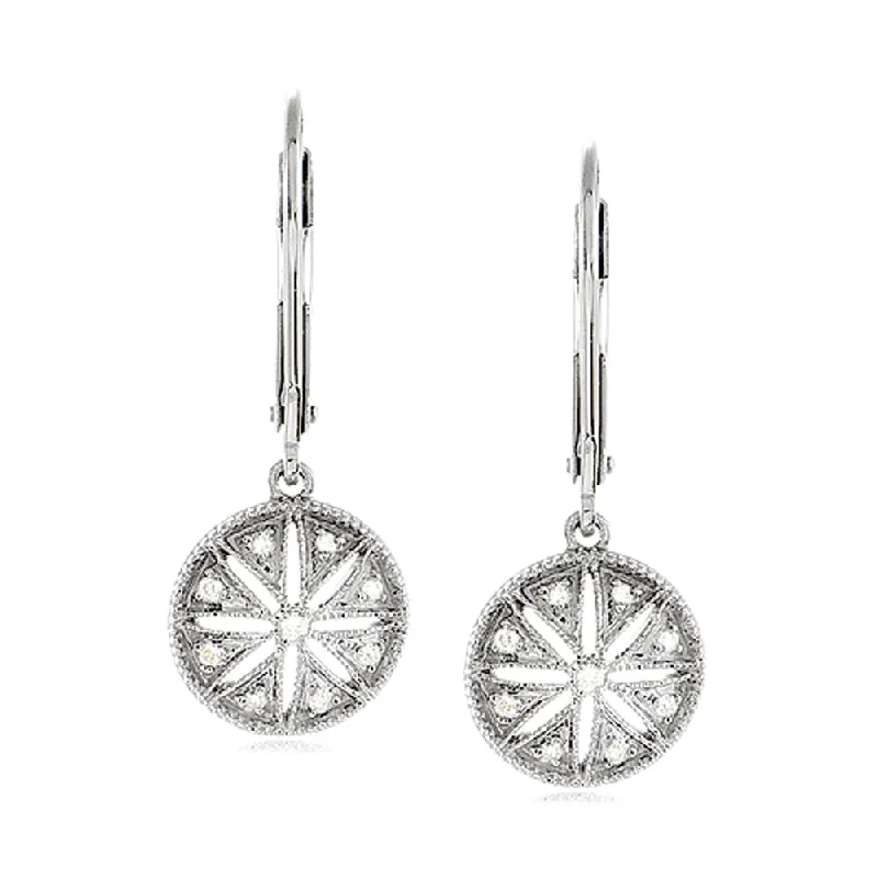 Big Earrings for Women-Vintage Style Diamond Circle Earrings in Sterling Silver