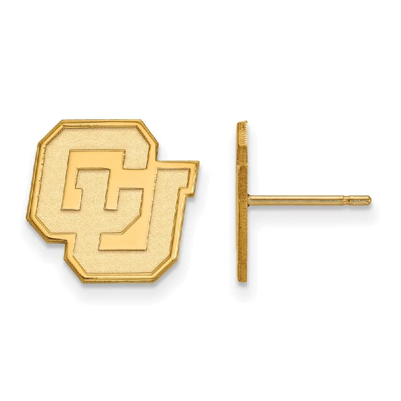 Handmade Earrings-14k Yellow Gold University of Colorado Small 'CU' Post Earrings