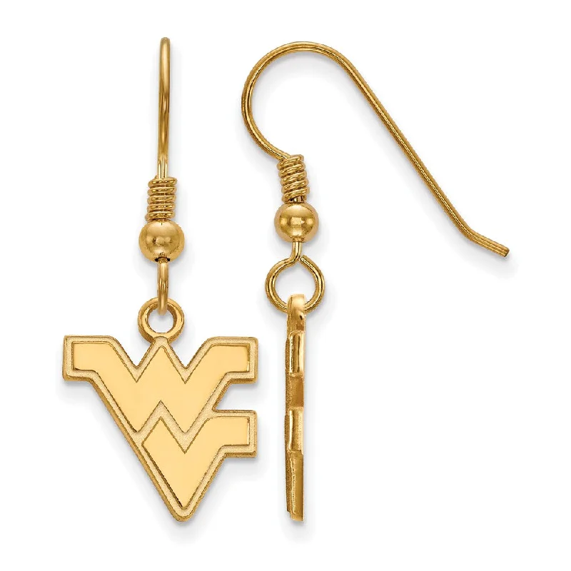 Statement Earrings-14k Gold Plated Silver West Virginia Univ. SM 'WV' Dangle Earrings