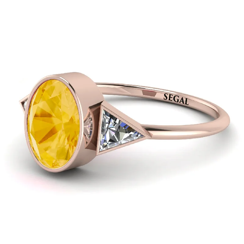 Unique Wedding Bands-Geometrical Bezel Citrine Ring - Trinity No. 602