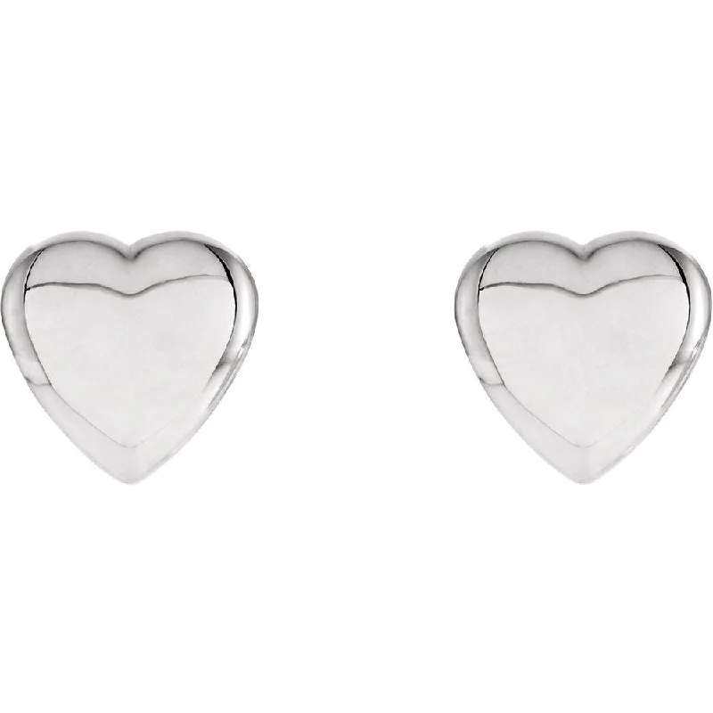 Bold Drop Earrings-Sterling Silver Solid Heart Post Earrings, 8mm