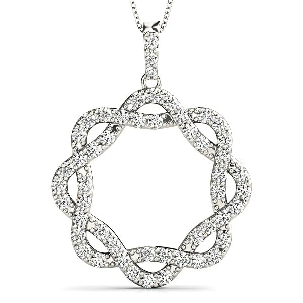 Large Gold Pendant Necklaces-1.00 ctw Diamond Criss Cross Infinity Circle Necklace Pendant