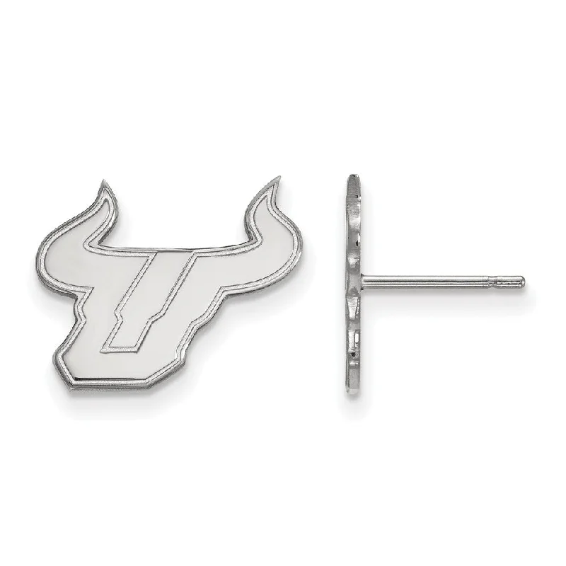 Simple Earrings for Everyday-14k White Gold Univ. of South Florida Small Post Earrings