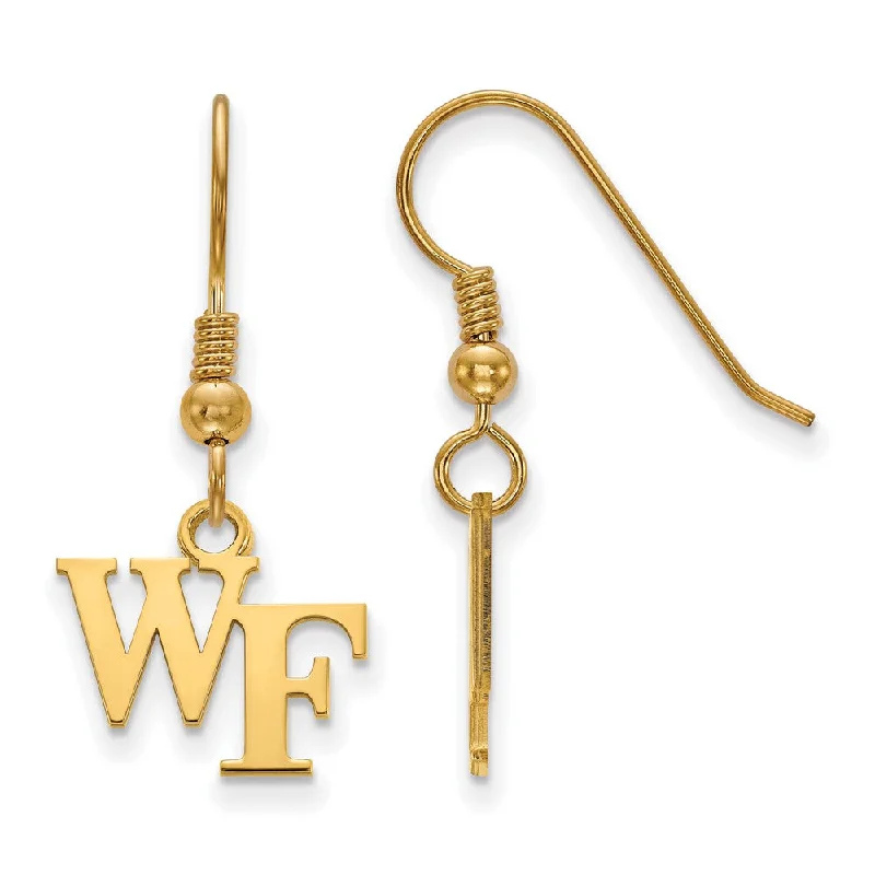 Wedding Jewelry Earrings-14k Gold Plated Silver Wake Forest Univ. XS (Tiny) Dangle Earrings