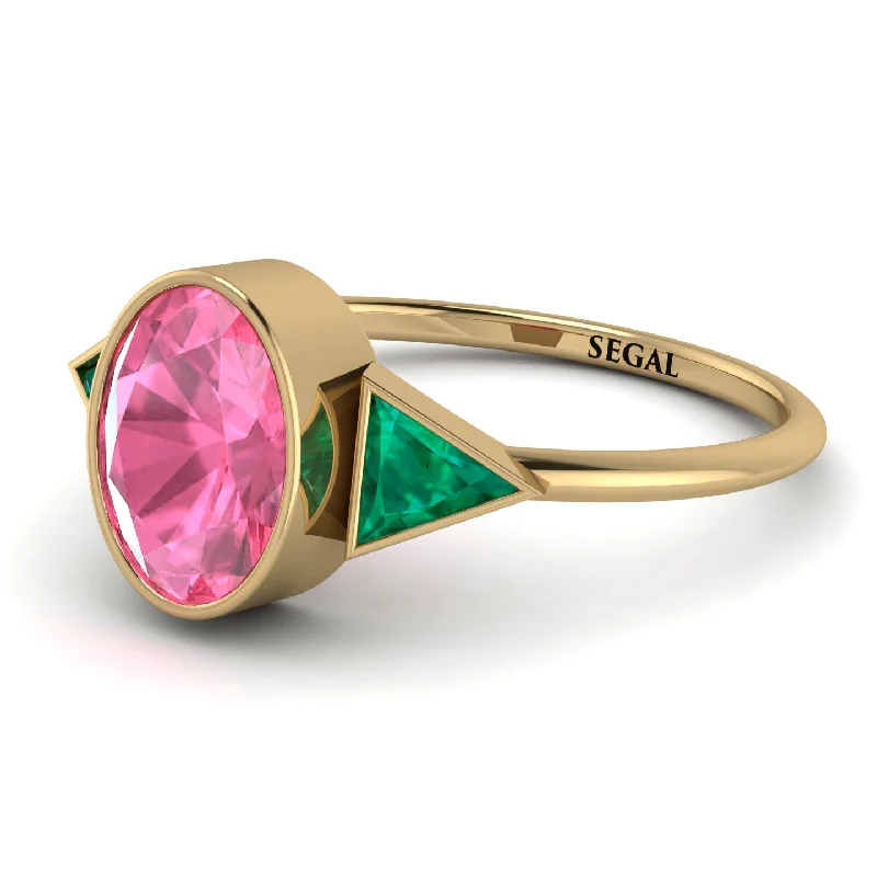 Men’s Gold Rings-Geometrical Bezel Pink Moissanite Ring - Trinity No. 804