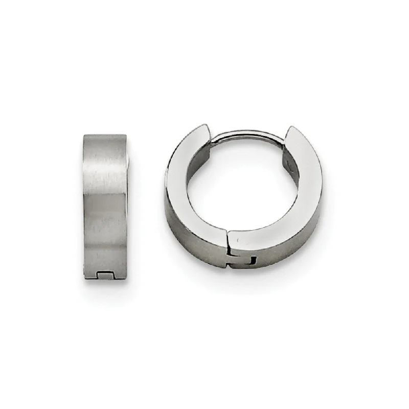 Elegant Dangle Earrings-Stainless Steel Brushed Hinged Huggie Round Hoop Earrings, 4 x 14mm