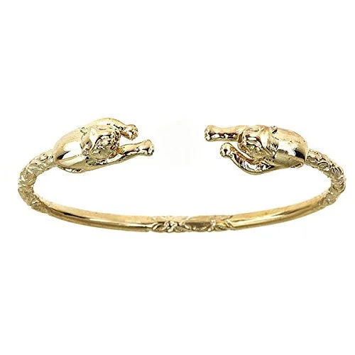 Personalized Wedding Bangles-Better Jewelry 10K Yellow Gold West Indian Bangle w. Panther Ends