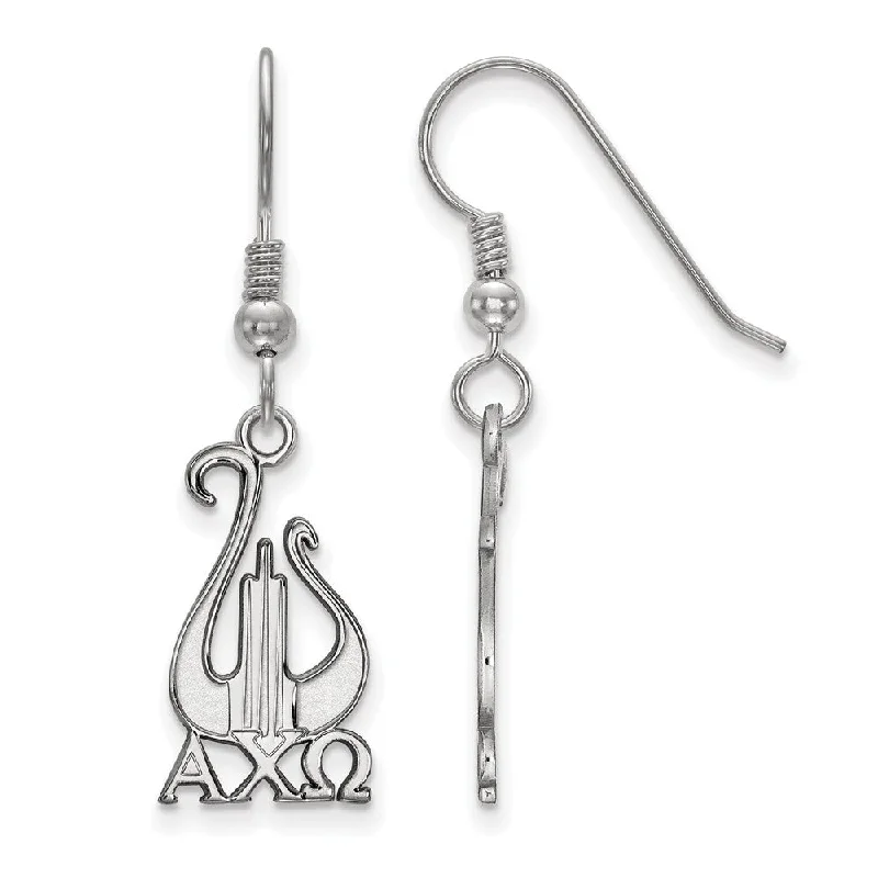 Tassel Earrings-Sterling Silver Alpha Chi Omega Medium Dangle Earrings