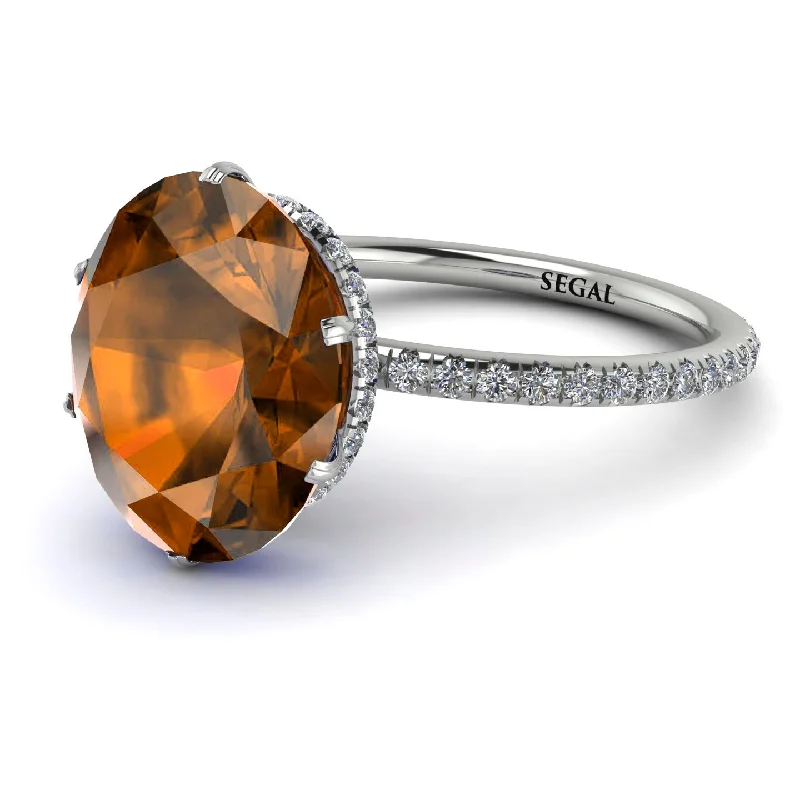 Gemstone Engagement Rings-Hidden Halo Oval Brown Diamond Engagement Ring - Gemma No. 1103