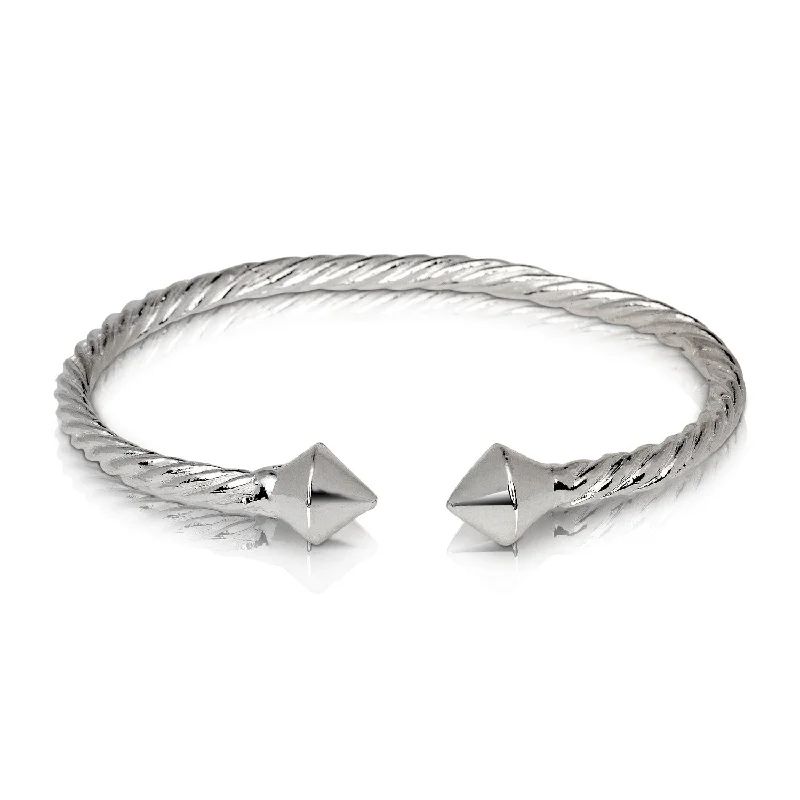 Adjustable Bangles-Better Jewelry, Thick Pyramid Colied Rope .925 Sterling Silver West Indian Bangle, 1 piece