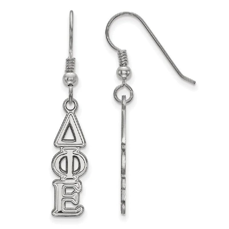 Luxury Drop Earrings-Sterling Silver Delta Phi Epsilon Dangle Small Earrings