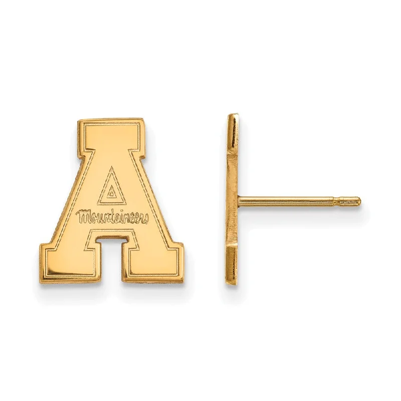 Luxury Wedding Earrings-14k Gold Plated Silver Appalachian State Post Earrings