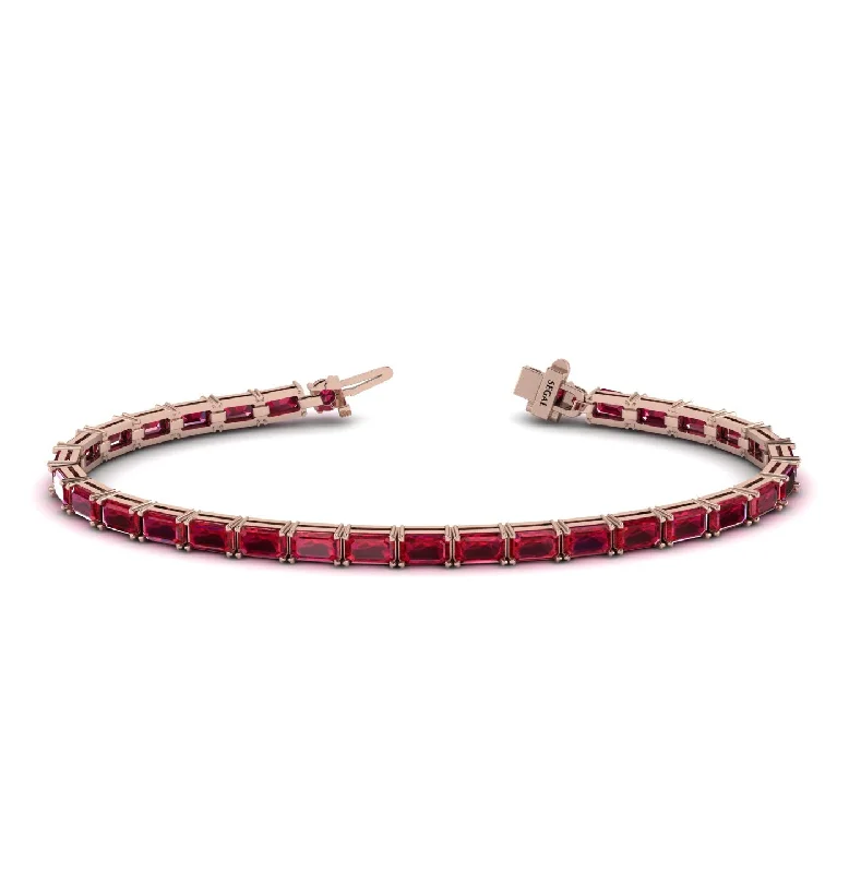 Fashionable Cuff Bracelets-Emerald Cut Ruby Tennis Bracelet - Rachel No. 11