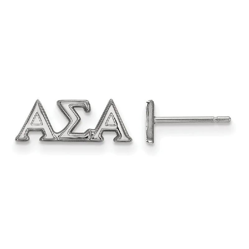 Hoop Earrings for Women-Sterling Silver Alpha Sigma Alpha XS Greek Post Earrings