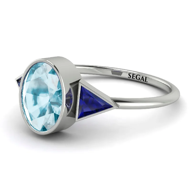 Beautiful Wedding Rings-Geometrical Bezel Aquamarine Ring - Trinity No. 415